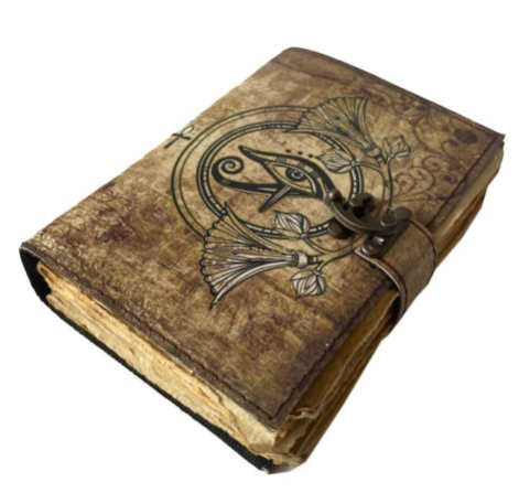 Handmade Eye of Ra Printed Leather Journal Softcover Notebook Book of Shadows Vintage Deckle Edge Unlined Cotton Paper Sketchbook Organizer Diary for Men and Women