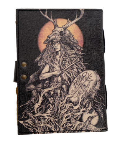 Witch Queen Printed Handmade Leather Journal Softcover Notebook Vintage Deckle Edge Unlined Cotton Paper Sketchbook Book of Shadows Organizer Diary for Men and Women