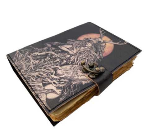 Witch Queen Printed Handmade Leather Journal Softcover Notebook Vintage Deckle Edge Unlined Cotton Paper Sketchbook Book of Shadows Organizer Diary for Men and Women