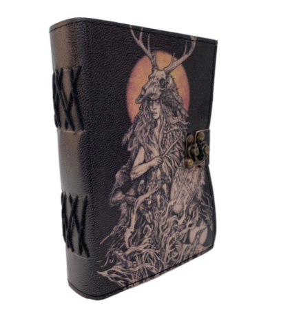 Witch Queen Printed Handmade Leather Journal Softcover Notebook Vintage Deckle Edge Unlined Cotton Paper Sketchbook Book of Shadows Organizer Diary for Men and Women