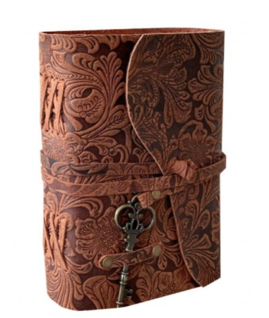 Handmade Garden Flower Embossed Leather Journal Softcover Notebook Recycled White Unlined Cotton Paper Sketchbook Book of Shadows Organizer Diary for Men and Women