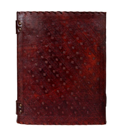 Handmade Large Leather Journal Seven Chakra Stone Embossed Diary White Unlined Recycled Cotton Paper Book of Shadows Hardcover Vintage Notebook Sketchbook Organizer Diary for Unisex
