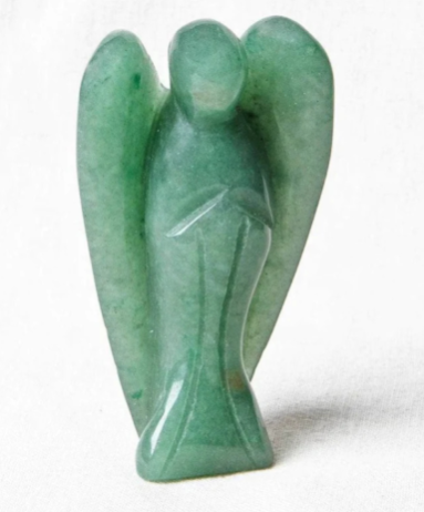 Green Aventurine Crystal Angel Hand Carved Meditation Healing Stone Statue Guardian Angel