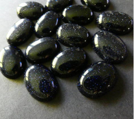 Natural Blue Goldstone Glass Cabochon Glitter Stone polished Gem