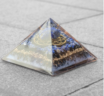 Lapiz Lazuli Orgonite Pyramid Natural Healing Stone Pyramid Meditation Orgonite