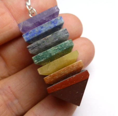 Handmade Seven Chakra Pyramid Pendulum for Reiki Healing