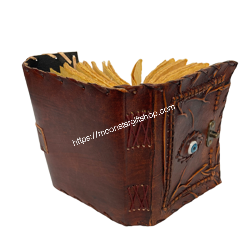 Handmade Hocus Pocus Evil Eye Witchcraft Leather Journal Notebook Vintage Deckle Edge Unlined Cotton Paper Diary Sketchbook Book of Shadows Organizer Diary for Men and Women