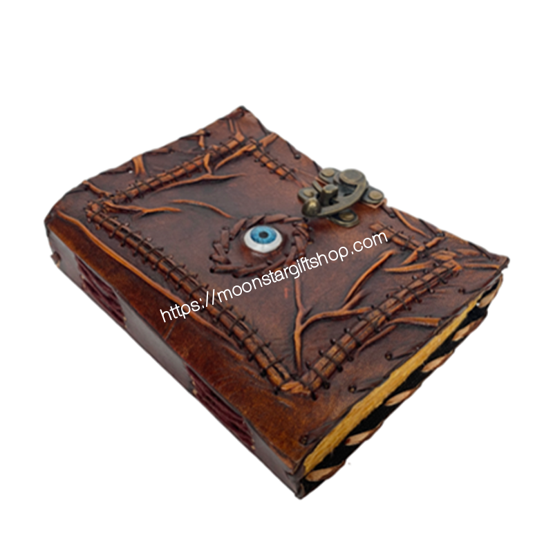Handmade Hocus Pocus Evil Eye Witchcraft Leather Journal Notebook Vintage Deckle Edge Unlined Cotton Paper Diary Sketchbook Book of Shadows Organizer Diary for Men and Women