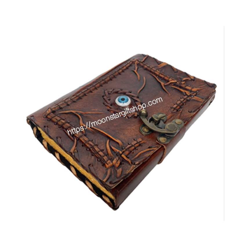 Handmade Hocus Pocus Evil Eye Witchcraft Leather Journal Notebook Vintage Deckle Edge Unlined Cotton Paper Diary Sketchbook Book of Shadows Organizer Diary for Men and Women