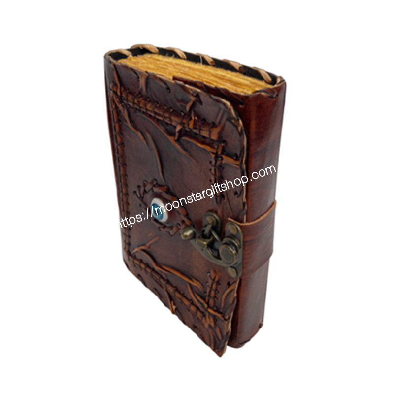 Handmade Hocus Pocus Evil Eye Witchcraft Leather Journal Notebook Vintage Deckle Edge Unlined Cotton Paper Diary Sketchbook Book of Shadows Organizer Diary for Men and Women