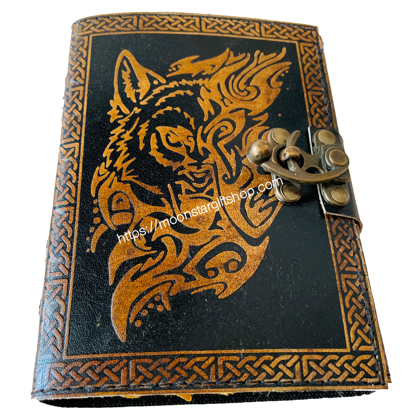 Wholesaler-Wolf-Face-Wicca-Wiccan-Antique-Yellow-Black-Leather-NeoPagan-Leather-Journal-Spell-Book-Of-Shadows-Sketchbook-Drawing-Scrapbook-Blank-Unlined-Paper