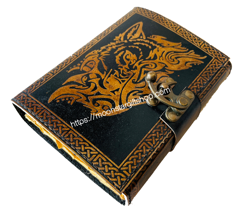 Wholesaler-Wolf-Face-Wicca-Wiccan-Antique-Yellow-Black-Leather-NeoPagan-Leather-Journal-Spell-Book-Of-Shadows-Sketchbook-Drawing-Scrapbook-Blank-Unlined-Paper