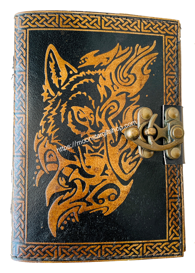 Wholesaler-Wolf-Face-Wicca-Wiccan-Antique-Yellow-Black-Leather-NeoPagan-Leather-Journal-Spell-Book-Of-Shadows-Sketchbook-Drawing-Scrapbook-Blank-Unlined-Paper