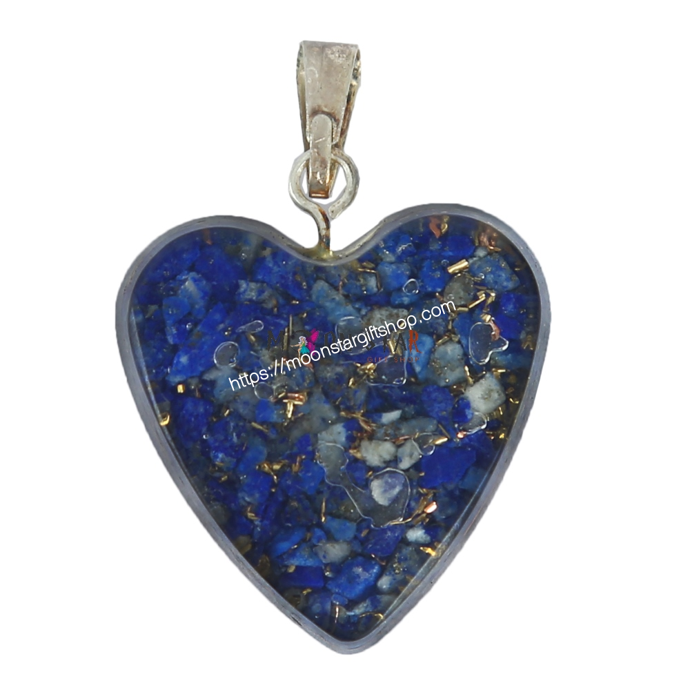 Royal Blue Color Heart Crystal Stone Pendant & Earings