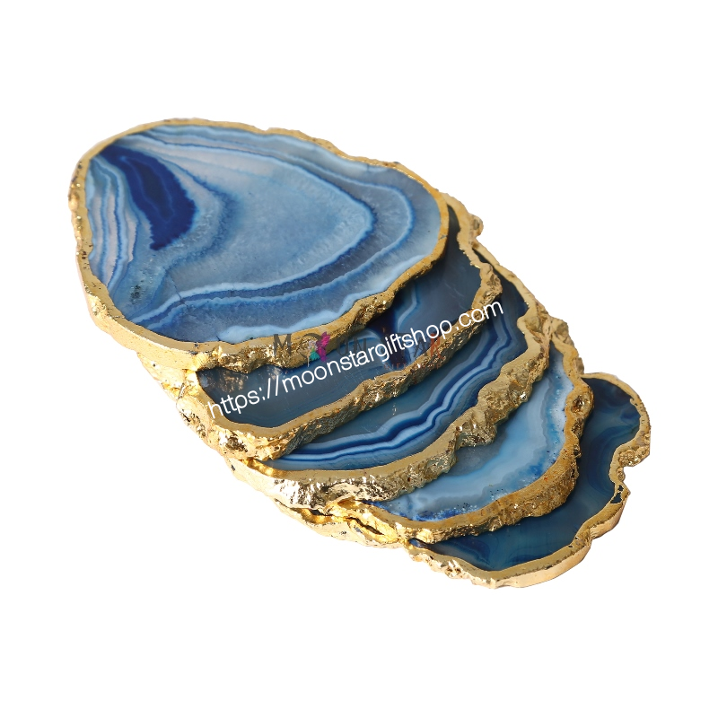 Natural Agate Coasters Bar Beer Coffee Tea Coaster - Set of 4 Coasters - Perfect Table Accessories Tableware