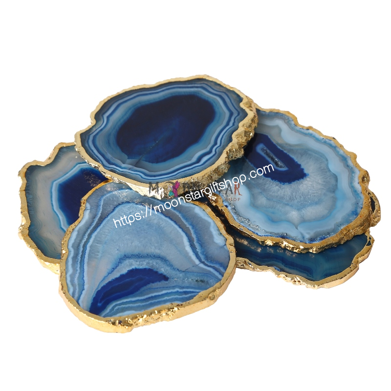 Natural Agate Coasters Bar Beer Coffee Tea Coaster - Set of 4 Coasters - Perfect Table Accessories Tableware