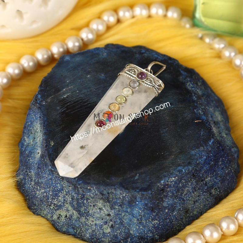 7 Chakra Rainbow Moonstone pencil Pendant