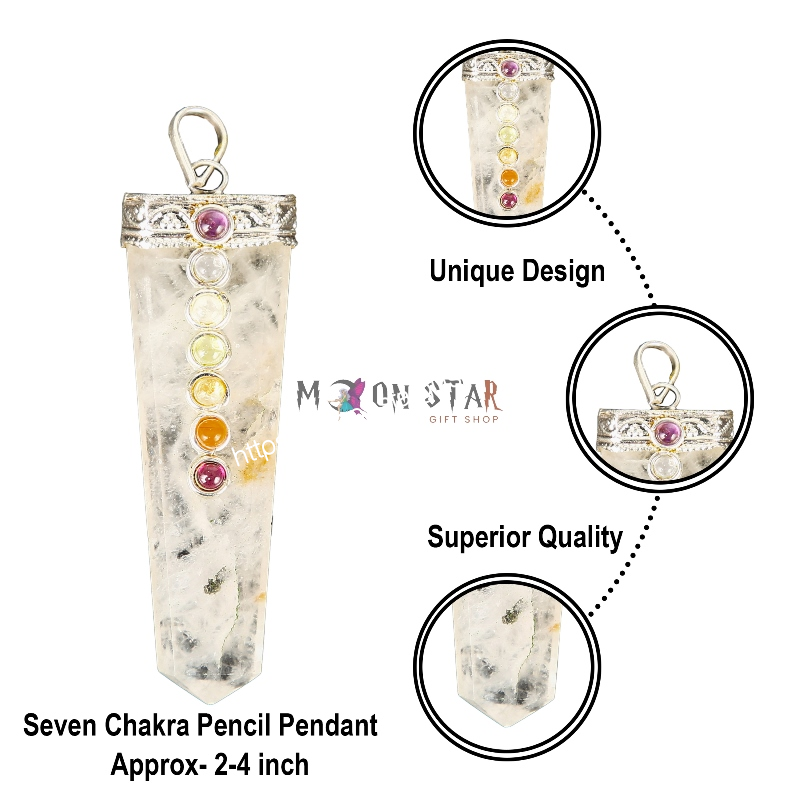 7 Chakra Rainbow Moonstone pencil Pendant