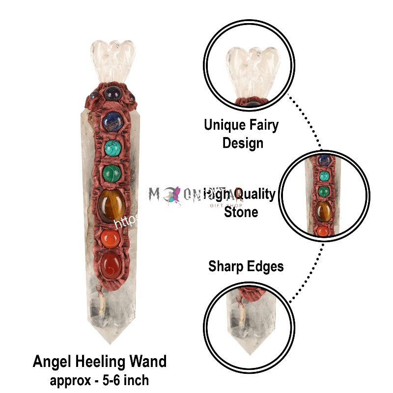 Seven Chakra  Crystal Stone Healing Wand With Angel