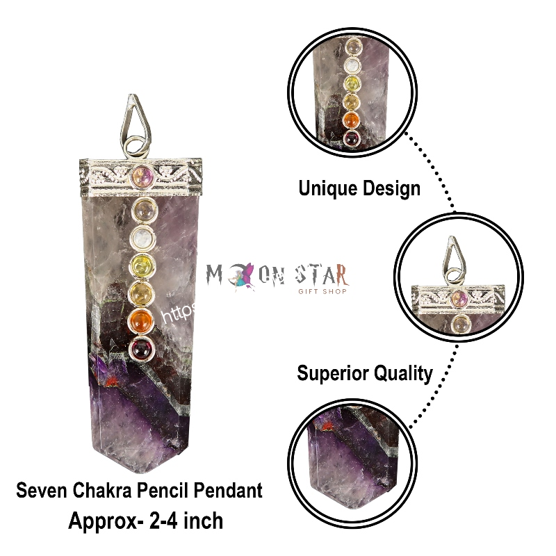 7 Chakra Rainbow Dark Color Moonstone pencil Pendant