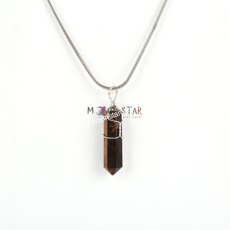 Natural Hexagonal Crystal Brown Pendant Gifts for Women, Power Energy Reiki Spiritual Hippie Witch Jewelry Birthday Gifts