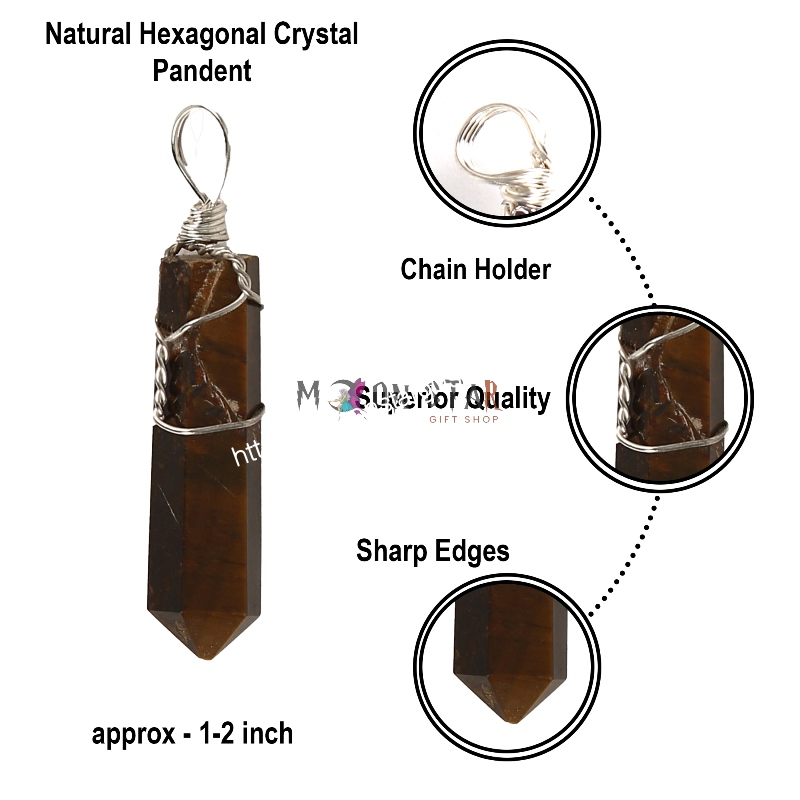 Natural Hexagonal Crystal Brown Pendant Gifts for Women, Power Energy Reiki Spiritual Hippie Witch Jewelry Birthday Gifts
