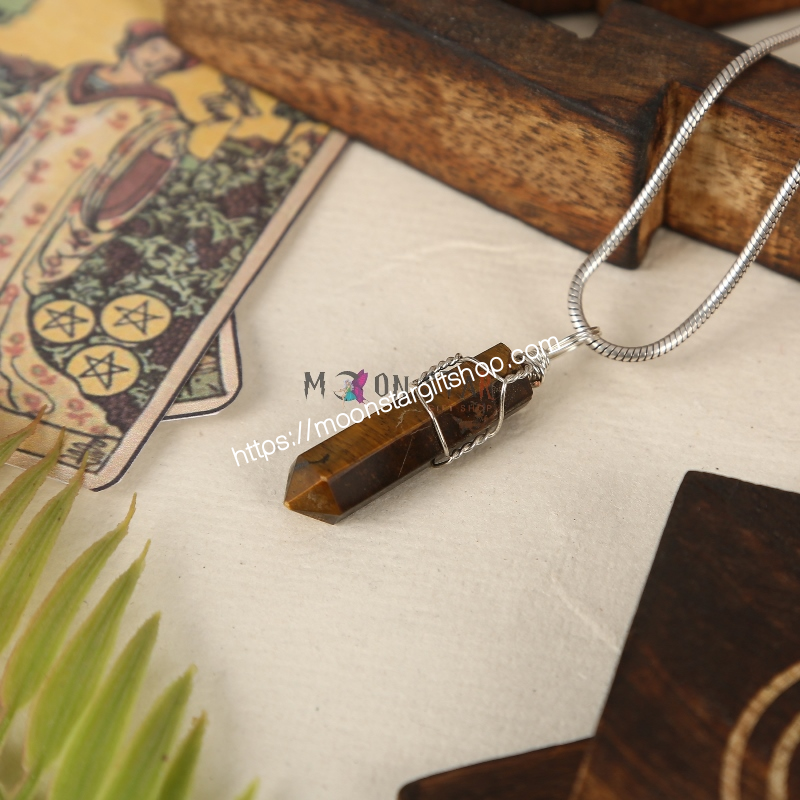 Natural Hexagonal Crystal Brown Pendant Gifts for Women, Power Energy Reiki Spiritual Hippie Witch Jewelry Birthday Gifts