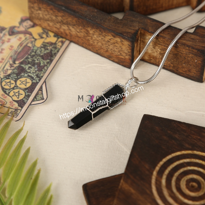 Natural Hexagonal Crystal Black color Pendant Gifts for Women, Power Energy Reiki Spiritual Hippie Witch Jewelry Birthday Gifts