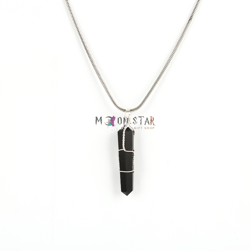 Natural Hexagonal Crystal Black color Pendant Gifts for Women, Power Energy Reiki Spiritual Hippie Witch Jewelry Birthday Gifts