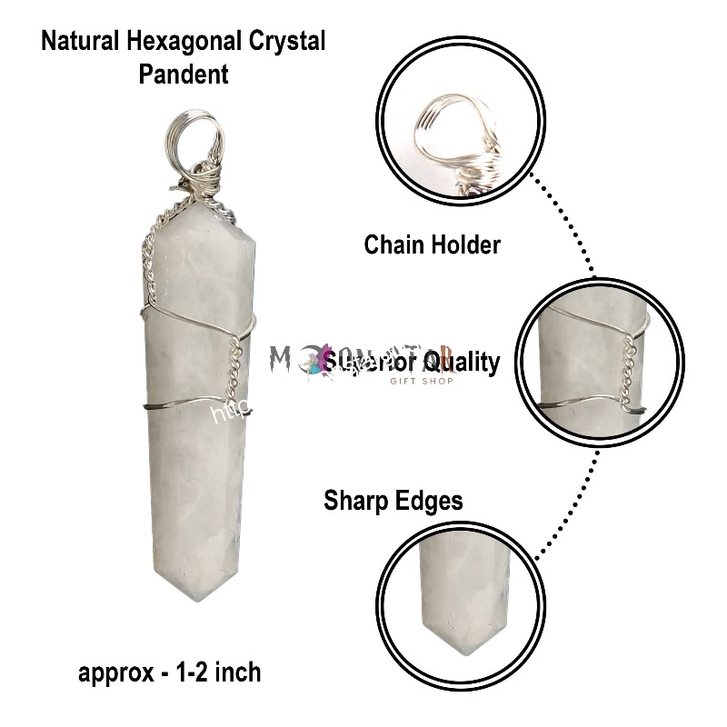 Natural Hexagonal Crystal White color Pendant Gifts for Women, Power Energy Reiki Spiritual Hippie Witch Jewelry Birthday Gifts