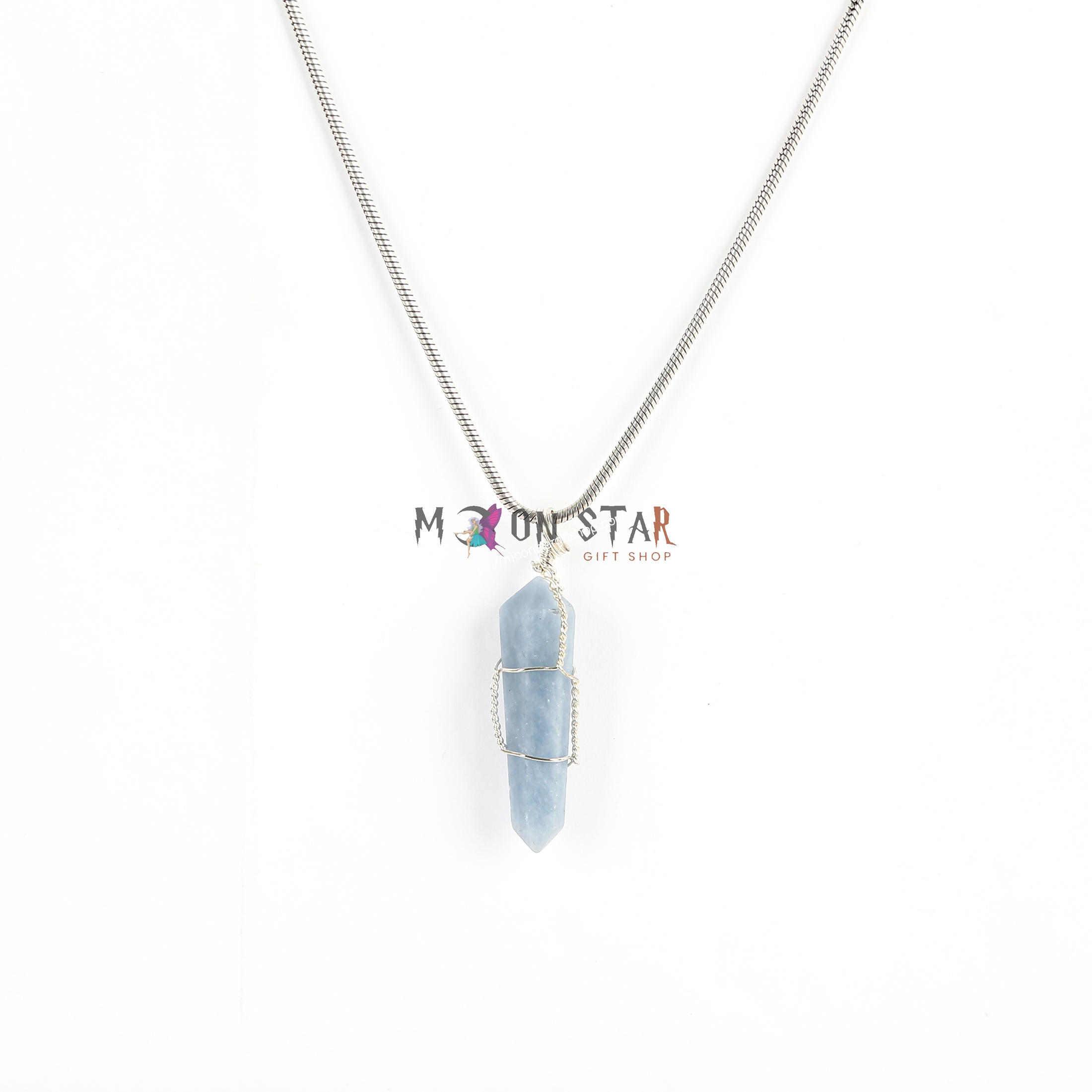 Sky Blue Color Crystal Necklace Gifts for Women, Power Energy Reiki Spiritual Hippie Witch Jewelry Birthday Gifts