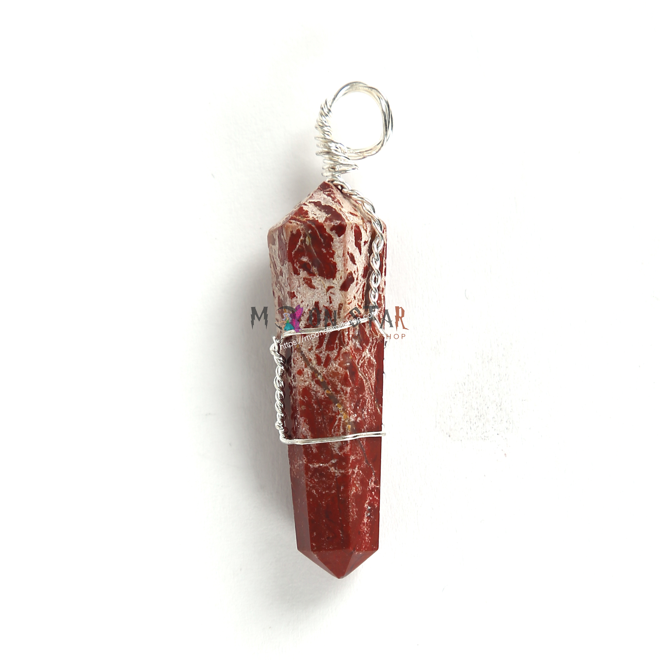 Red and White Color Hexagonal Crystal Stone stone Pendant