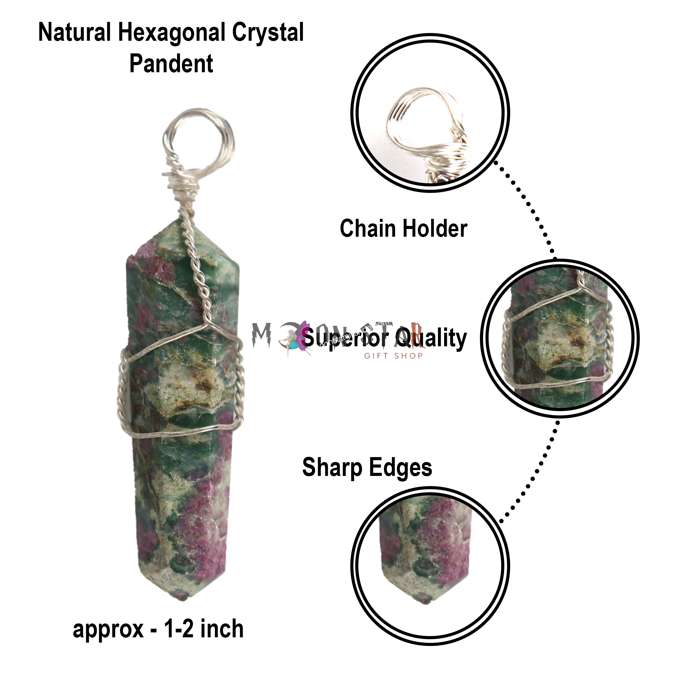 Multi Color Hexagonal Crystal Stone stone Pendant