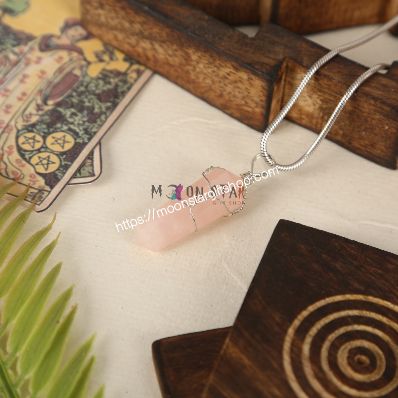 White Rose Color Hexagonal Crystal Stone Pendant