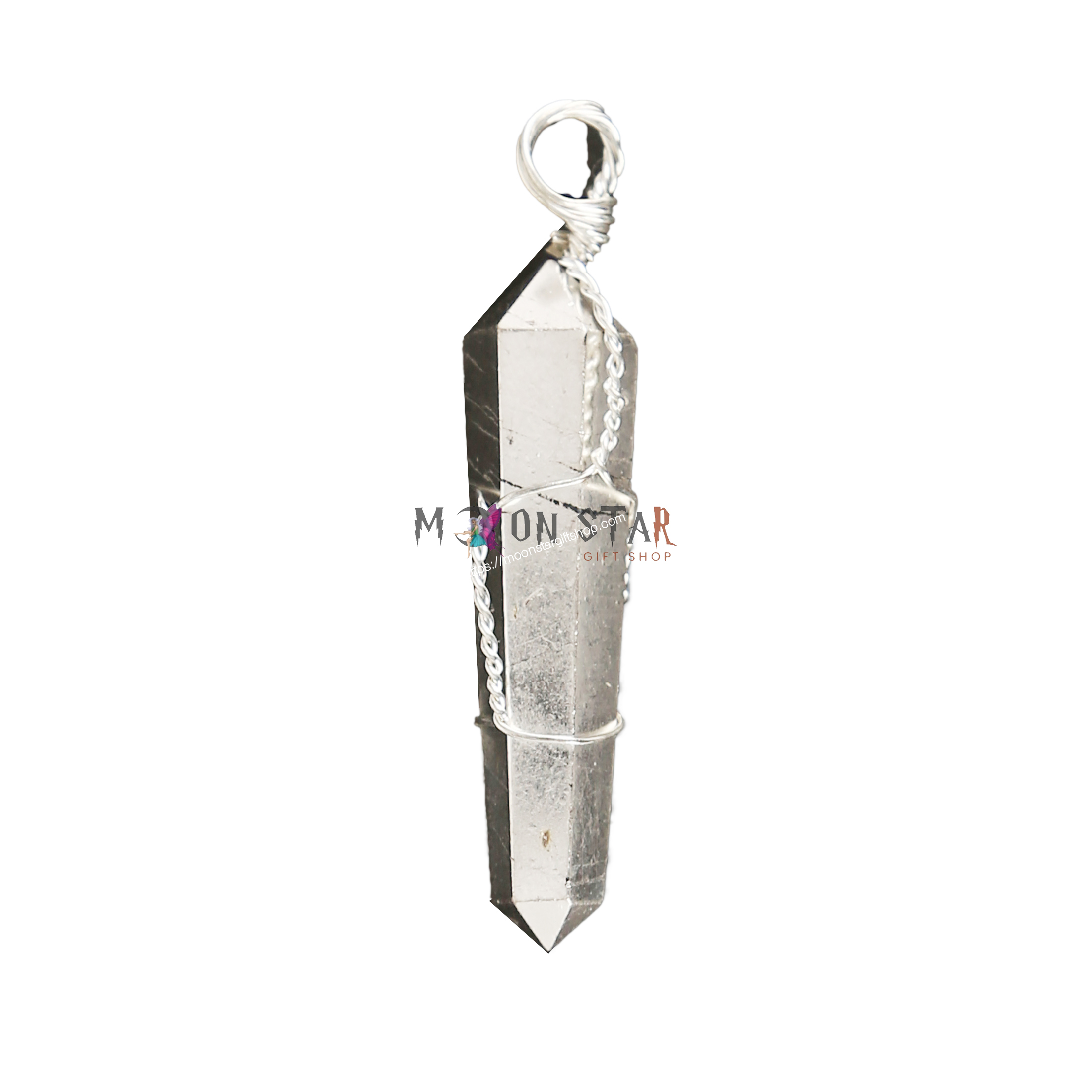Silver Color Hexagonal Crystal Stone Pendant
