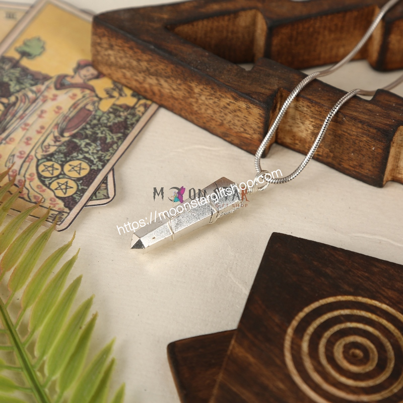 Silver Color Hexagonal Crystal Stone Pendant