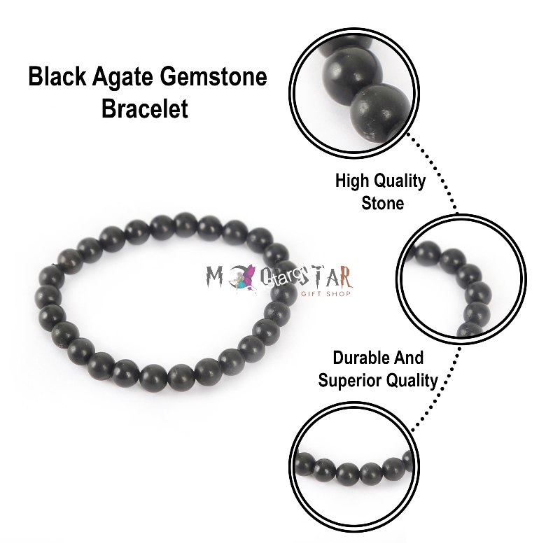 Black Agate Gemstone Bracelet