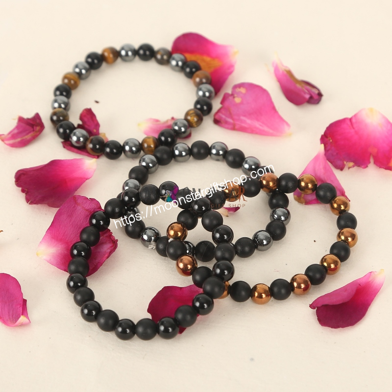 Tiger Eye Black Obsidian Hematite Bracelet